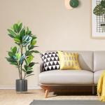 Lebensechter Kunstbaum Künstliche Pflanzen Gefälschter Gummibaum Grünes Blatt Tropische Pflanzen mit Topfgrün Floral Jungle Party Home Garden Decor Dekorationspflanze