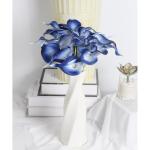 Blaue künstliche Calla-Lilien, fühlen sich echt an, blaue Calla-Lilien, Kunstblumen, Arrangement, Blumenstrauß für Zuhause, Garten, Büro, Party, Hochzeit, Blumenstrauß, Tafel