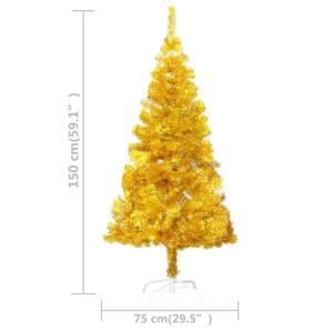 Künstlicher Weihnachtsbaum mit Ständer Christbaum Tannenbaum Kunstbaum Weihnachten Künstlicher Weihnachtsbaum Weihnachtsdeko Gold 150 cm PET