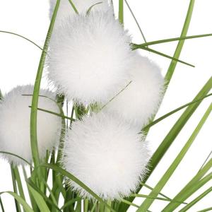 | Decoratief knoopgras | kogelgras | kunstplant met pot | 30 cm hoog (witte bloemen)