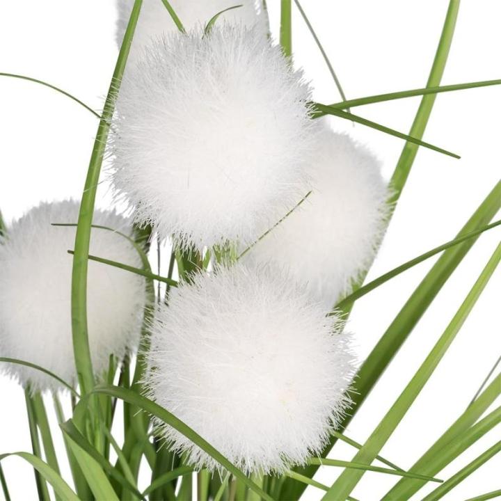 | Decoratief knoopgras | kogelgras | kunstplant met pot | 30 cm hoog (witte bloemen)