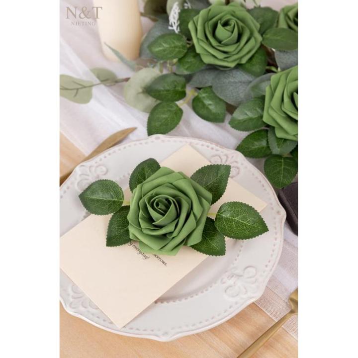 Rozendecoratie, 25 stuks kunstbloemen, rozen met stelen, kunstbloemen voor doe-het-zelf bruiloft, Valentijnsdag, bruidsfeest, middenstuk, feesttafels, boeketten, bruid, woondecorat