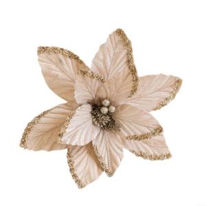 30 cm Weihnachtsblumen, weihnachtliche Glitzer-Weihnachtssterne, Weihnachtsbaumschmuck-Anhänger, handgefertigte Weihnachtsdekoration, künstliche Blumen(Sekt)
