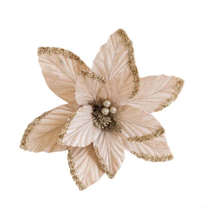 30 cm Weihnachtsblumen, weihnachtliche Glitzer-Weihnachtssterne, Weihnachtsbaumschmuck-Anhänger, handgefertigte Weihnachtsdekoration, künstliche Blumen(Sekt)