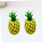 1 Satz Lebensechte Fruchtdekoration Dekorative Ananas Simulation Ananas-Modell Ananas Figur Künstliche Früchte Plastikobst Früchte Foto Requisiten Nachahmung Ananas-Modell 2st