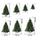Kunstkerstboom Zelf-assemblerende versierd met gebloemde den met dennenappels en rode bessen Extra gevulde spar 150-210cm met metalen steun (Groen Gebloemd, 210cm 768Tips)