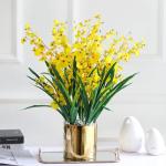 Kunstblumen Künstliche Blumen im Keramiktopf, gefälschte Orchideen-Phalaenopsis-Blumenarrangement für Zuhause, Büro, Küche, Schlafzimmer, Dekoration für jeden Anlass