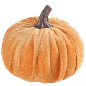 Kunstkürbisse aus Samt für Herbstdekoration für Thanksgiving und Halloween-Feiern (orange gelb)
