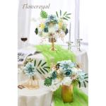 Künstliche Blumen Combo Grüne Blumen Mix Seidenblumen Dahlie Rosen mit Stielen für DIY Hochzeit Brautsträuße Babyparty Blumenarrangement Tischaufsätze Heimdekorationen