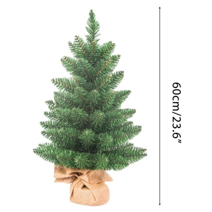 Kunstmatige mini kerstboom tafelblad mini kerstboom ornamenten 60 cm kunstmatige kerstboom met linnen basis perfect voor raam familie verzamelen tuin (#1)
