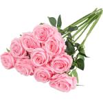 Kunstmatige Zijde Roos Bloem Enkele Stam Levensechte Nep Roos voor Bruiloft Boeket Bloemenarrangementen Huis Feest Bloemstuk Decoratie, 10 stuks (Roze)