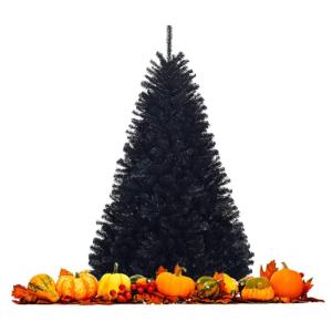 Kunstkerstboom, 180 cm, zwart, kerstboom met 1036 takpunten en metalen standaard, dennenboom voor thuis, kantoor, school, winkels