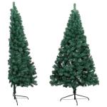 Künstlicher Halb-Weihnachtsbaum Beleuchtung Kugeln Grün 210 cmGrün und grau