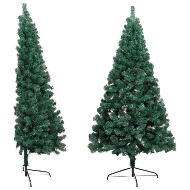 Künstlicher Halb-Weihnachtsbaum Beleuchtung Kugeln Grün 210 cmGrün und grau