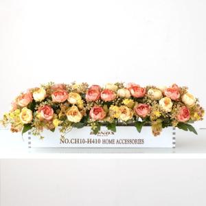 Zaun-künstliche Blumenornamente, Wohnzimmertisch-Blumendekoration, Künstliches Blumenarrangement Mit Zaun(Oranje)