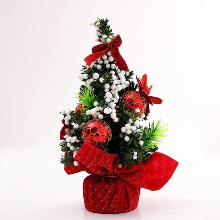 Künstlicher Mini-Weihnachtsbaum mit Ornamenten, kleiner Tannenbaum, Mini-Desktop-Weihnachtsbäume für Weihnachten, Zuhause, Büro, Dekoration (Nr. 2), 20 cm
