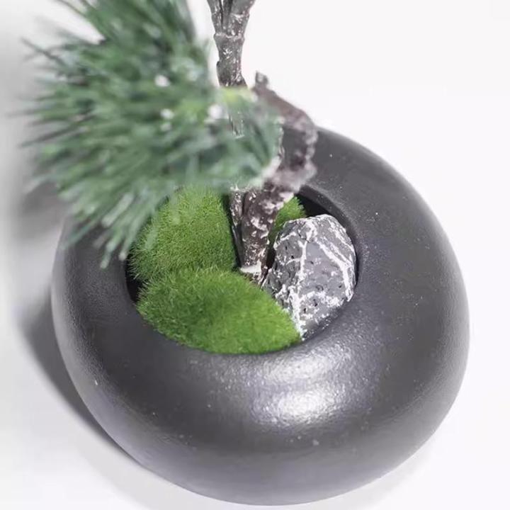 Künstlicher Bonsai-Baum Chinesischen Stil Simulation Einladende Kiefer Kleine Bonsai Dekoration Keramik Vase Set Anlage Desktop Dekoration Gefälschte Kiefer Künstliche Bäume Pf