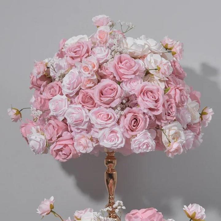 Rosa künstliche Blumen Ball Hochzeit Hintergrund Dekoration Tisch Centerpiece Blume Ball Lange Läufer Blume Reihe für Sofa Dekor Foto Requisiten (60cm/23.6in)