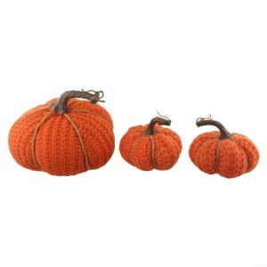 Lebhafte Kürbis-Dekoration aus gestricktem Stoff, perfekte Halloween-Ernte, Festival, Erntedankfest, Dekoration, erhältlich in verschiedenen Farben (1 x 3-teiliges Set)