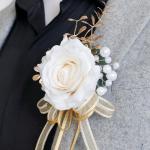 Stück Elegante Boutonniere/Armbänder mit Kunstrosen, stilvolle Accessoires für Brautpartys, Elegante Verzierungen für die Hochzeit