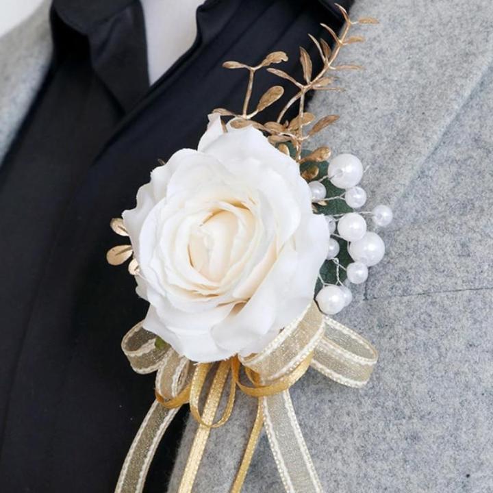 Stück Elegante Boutonniere/Armbänder mit Kunstrosen, stilvolle Accessoires für Brautpartys, Elegante Verzierungen für die Hochzeit