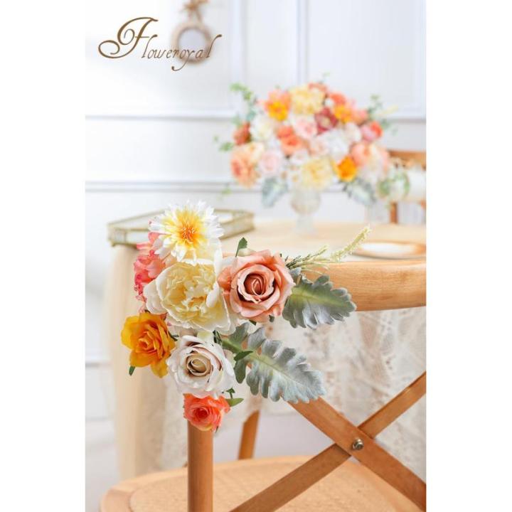 Künstliche Blumen Combo Champagner Blumen Mix Seide Blumen Dahlie Rosen mit Stielen für DIY Hochzeit Brautsträuße, Babyparty, Blumenarrangement, Tischaufsätze, Heimdekoratione