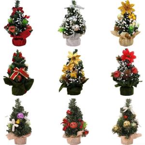 Künstlicher Mini-Weihnachtsbaum mit Ornamenten, kleiner Tannenbaum, Mini-Desktop-Weihnachtsbäume für Weihnachten, Zuhause, Büro, Dekoration (8#)