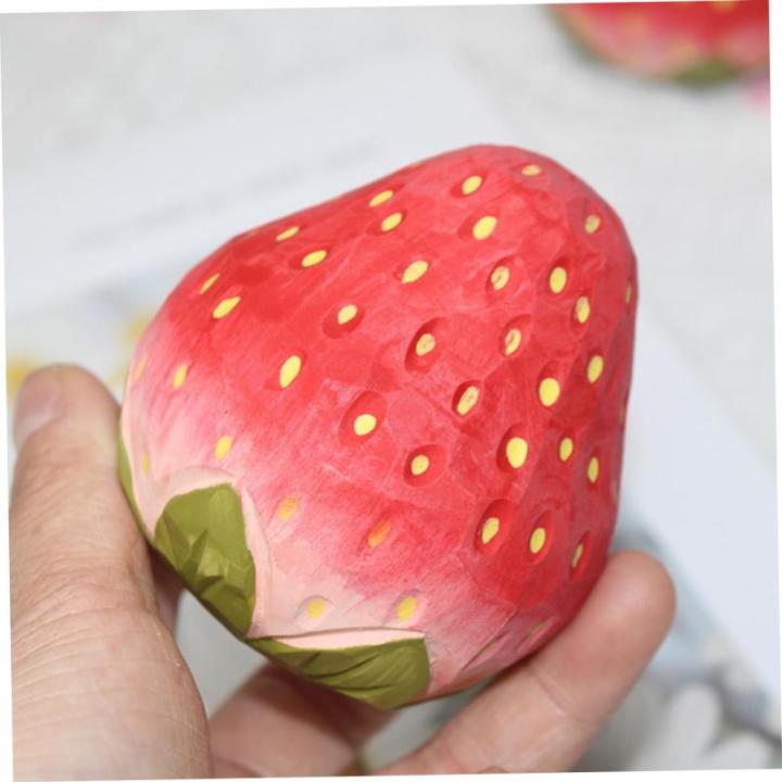 4 Stück Erdbeergarnitur bürodeko büro Dekoration Kreatives Tischdekor wohnzimmerdeko künstliche rote Erdbeeren naturgetreue Fruchtdekorationen Fruchtmodell Foto-Requisite höl