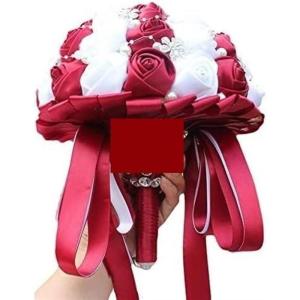 Hochzeitsstrauß for die Braut mit künstlichen Blumen, rot-weißer Kristall-Brautstrauß, individueller künstlicher Blumenstrauß for Brautjungfern