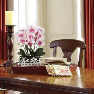 Künstliche Orchidee, 44 cm, rosa künstliche Blumen in Keramiktöpfen, fühlen sich echt an, Phalaenopsis, dekorative Kunstpflanzen für den Innenbereich für Zuhause, Küche, Bü