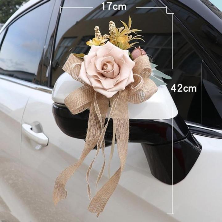 6 Stücke Simulation Blume Form Auto Dekoration für Hochzeit Festivers Party Supplies