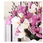 Kunstblumen Künstliche Magnolienblume mit Vase, Hochzeitsdekoration, realistischer Seidenblumenstrauß für den Heimtisch, Blumengeschäft, 4 Farben für jeden Anlass