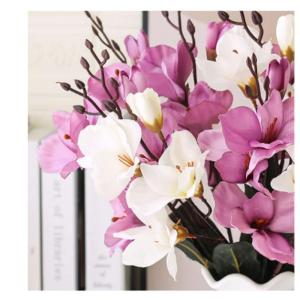 Kunstblumen Künstliche Magnolienblume mit Vase, Hochzeitsdekoration, realistischer Seidenblumenstrauß für den Heimtisch, Blumengeschäft, 4 Farben für jeden Anlass