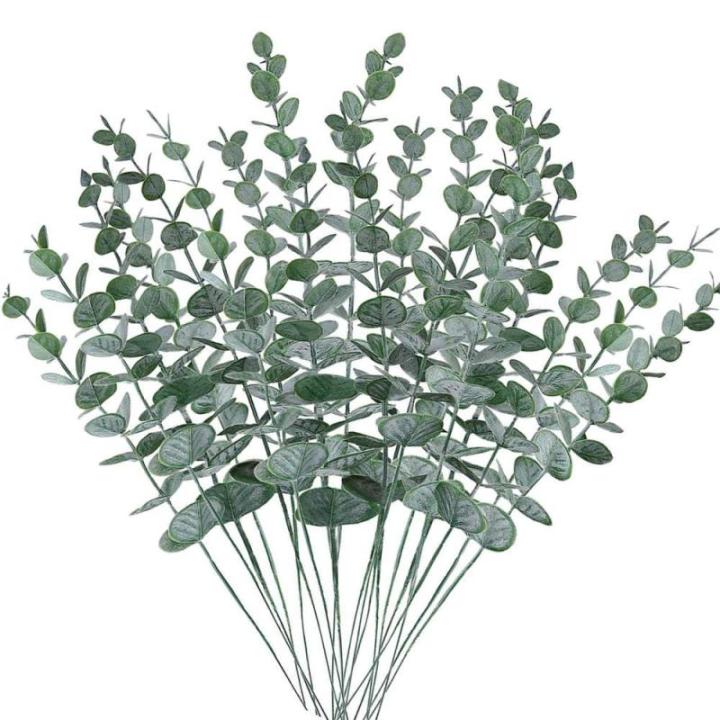 Künstliche 20 Stück Eukalyptus Stiele,Pflanzen Innenbereich Eukalyptusblätter Grün Dekoration für Blumenstrauß Tafelaufsatz Blumenarrangement