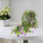 2 stuks aan de muur, kunsthangplanten, bloemenhangers, klimop, kunstrozen, rode bloemen, kunstplanten, hangers voor balkon, 90 cm (rood, roze)
