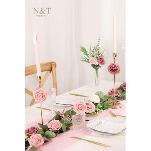 Kunstbloemen, rozen, 25 stuks, echt touch, rozenbloemen met steel, voor doe-het-zelf bruiloftsboeketten, bruidsdouche, tafelopzetstukken, bloemstukken, feesttafels, woondecoraties,