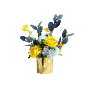 Kunstblumen Elegantes künstliches Rosen-Set in Keramikvase – lebensechte Kunstblumen für Wohnzimmer, Esstisch, Büro und Hochzeiten für jeden Anlass