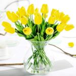 10 stuks PU Real Touch Latex Kunstmatige tulpen neptulpen bloemen boeketten bloemenarrangement voor huis kamer bruiloftsboeket middenstuk, geel