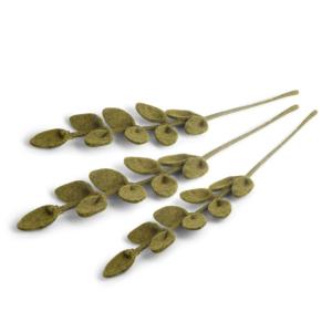 Gry & SIF Kunstbladtakken, flexibele steel, decoratieve tak van vilt, kunstplant, boeket binden, bruiloften, doe-het-zelfprojecten, handgemaakt, Fairtrade I 30 cm, 3 x groen