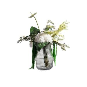 Kunstblumen Luxuriöses künstliches Blumenarrangement in Glasvase – Elegante Heimdekoration für Wohnzimmer und Esstisch, Kunstblume für jeden Anlass