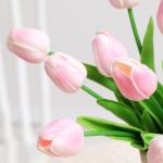 12 stuks latex kunstmatige tulpen - nep tulpen faux roze tulpen echte touch bloem voor thuiskantoor bruiloft decoratie (roze)