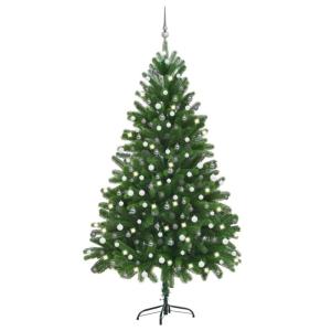 Künstlicher Weihnachtsbaum mit Beleuchtung Kugeln Tannenbaum Christbaum Tanne Unecht Weihnachtsdeko 210 cm Grün