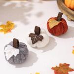 3 Stück künstliche Herbsternte gehäkelte Kürbisse, kleiner gestrickter Kürbis-Anhänger, Dekoration für Thanksgiving, Halloween, Herbst, Festival, Kaminsims, Tischdekoration