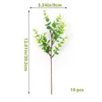 10 stuks kunsttakken, neptakken, groene takken, bladeren, nepplanten met bladeren, realistische planten, takken voor bruiloft, slaapkamer, boeketten, vazendecoratie, 28 cm (A)