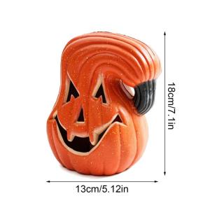 Halloween-Kürbislampe, künstlicher Kürbis, gefälschte Erntekürbisse, beleuchtete Kürbislampe für Halloween, Veranda, Party, Haustür, Kamindekoration, 17 x 17,8 cm (2#)