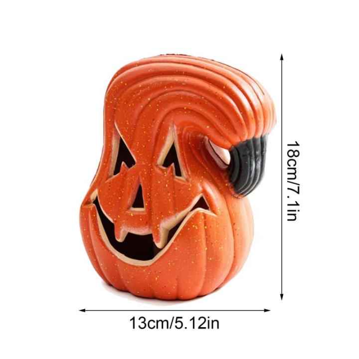 Halloween-Kürbislampe, künstlicher Kürbis, gefälschte Erntekürbisse, beleuchtete Kürbislampe für Halloween, Veranda, Party, Haustür, Kamindekoration, 17 x 17,8 cm (2#)