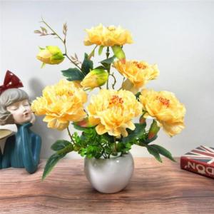 Kunstblumen Künstliche Pfingstrosen, Blumenarrangements, Zimmerpflanze für Heimbüro-Dekoration, künstliche Bonsai-Baum-Pfingstrose, 5 Farben für jeden Anlass