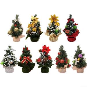 Künstlicher Mini-Weihnachtsbaum mit Ornamenten, kleiner Tannenbaum, Mini-Desktop-Weihnachtsbäume für Weihnachten, Zuhause, Büro, Dekoration (Nr. 5), 20 cm
