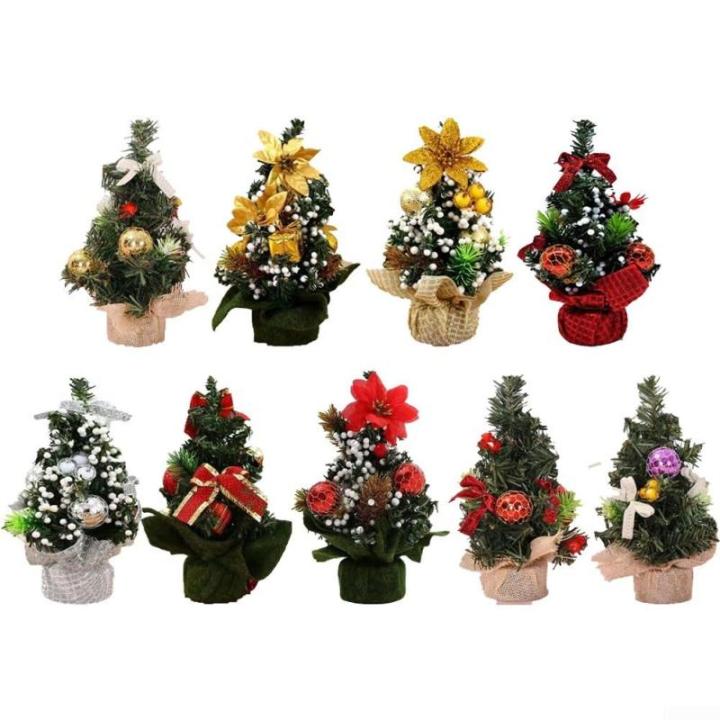 Künstlicher Mini-Weihnachtsbaum mit Ornamenten, kleiner Tannenbaum, Mini-Desktop-Weihnachtsbäume für Weihnachten, Zuhause, Büro, Dekoration (Nr. 2), 20 cm
