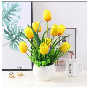 Kunstblumen Gefälschte Tulpe im Topf, mehrfarbige künstliche Blumen, echte Haptik, künstliche Tulpe für Hausgarten, Hochzeitsfeier, Simulationspflanzen für jeden Anlass